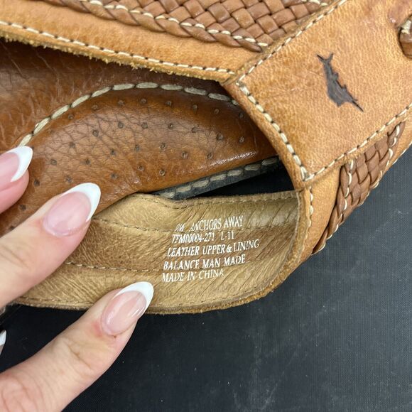 Tommy Bahama Sandals Anchors Away Mens 9M Brown Leather Flip Flop Thongs Chrty main image 9
